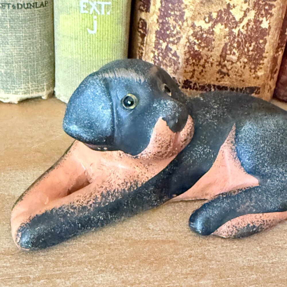 💰3/$15💰OOAK Vintage terracotta dog with glass eyes - Picture 3 of 16